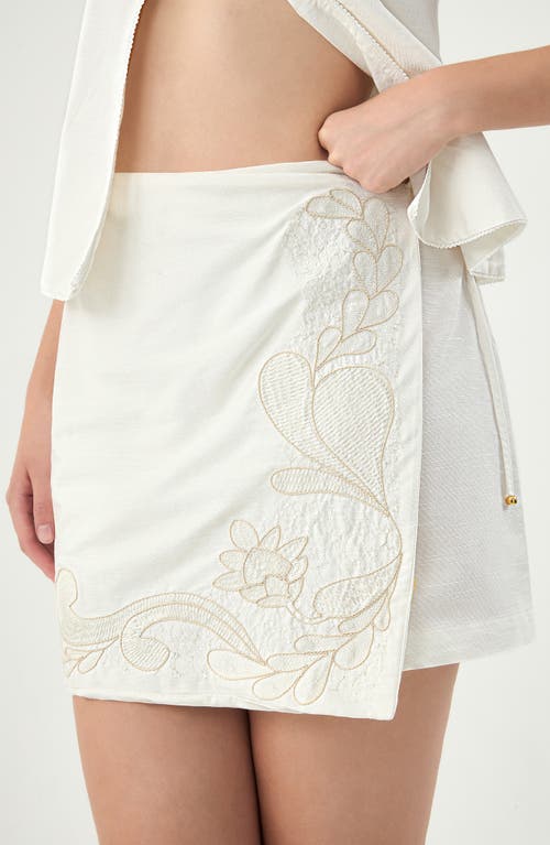 Boamar Egypt Embroidered Cotton Blend Cover-up Miniskirt In White