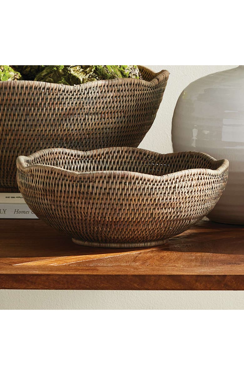 Napa Home & Garden Burma Rattan Scalloped Edge Bowl, Alternate, color, Grey