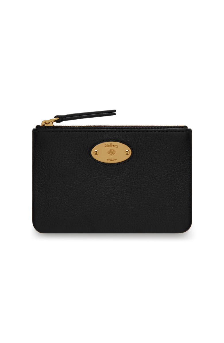 Mulberry Plaque Small Leather Zip Coin Pouch, Main, color, Black