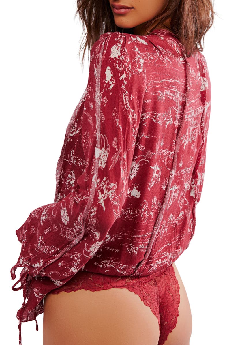 Free People Everything's Rosy Bodysuit, Alternate, color, Western Print