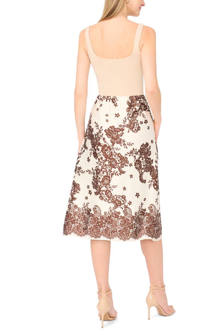 Floral Print Satin Midi Skirt, Alternate, color, EGRET