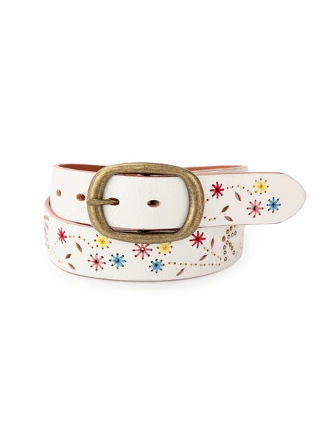 Blossom Genuine Leather Hand Stitched Colorful Detail Belt