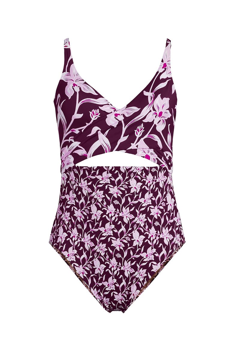 Wrap Monokini High Leg One Piece Swimsuit, Alternate, color, Daylily Red Tossed Floral