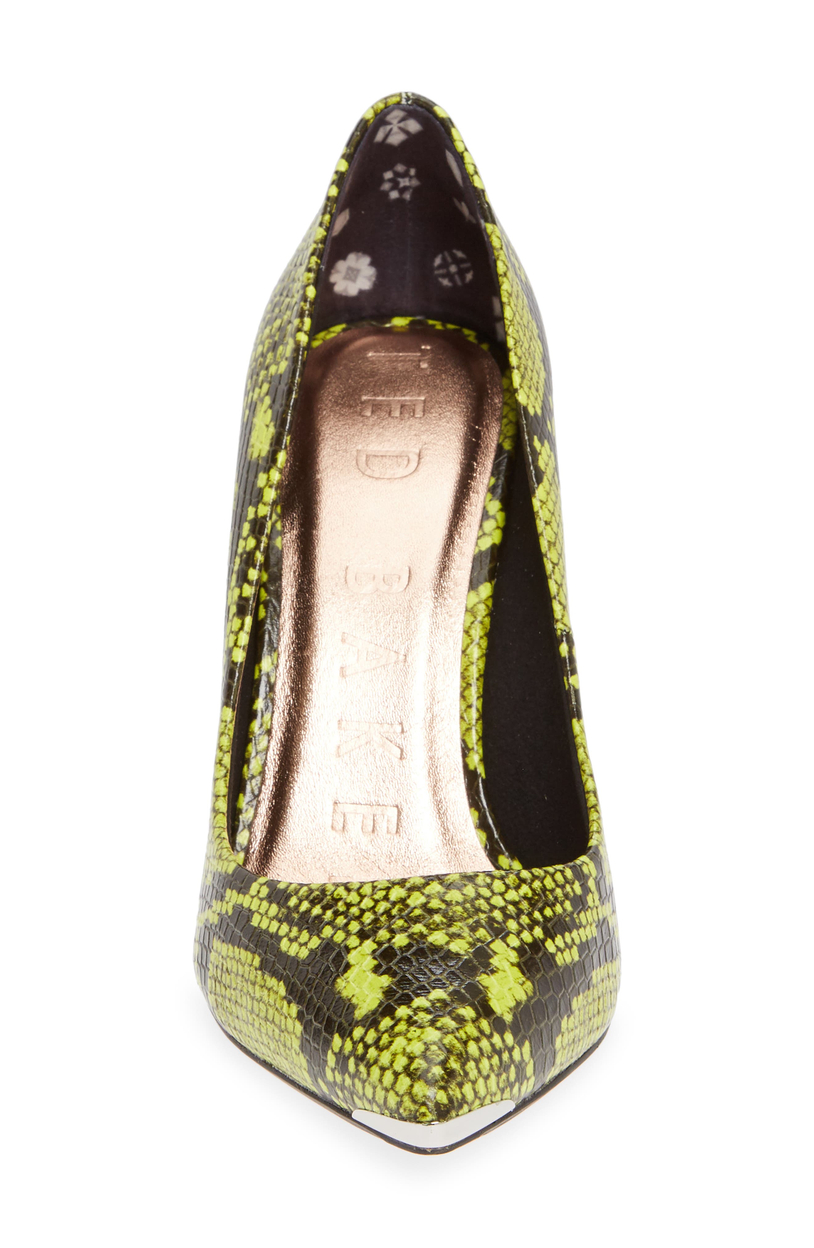 Izibelos Pointed Toe Pump, Alternate, color, YELLOW EMBOSSED LEATHER