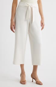 AK ANNE KLEIN Tie Front Pull-On Wide Leg Crop Pants