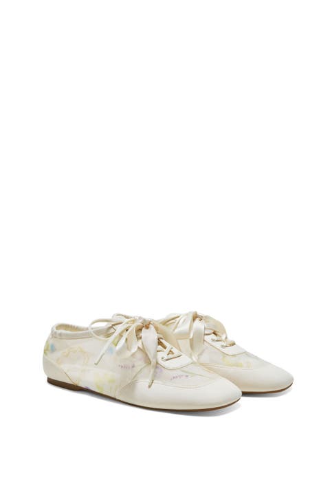Healing Garden | Cristina Square-Toe Lace-Up Sneakerinas