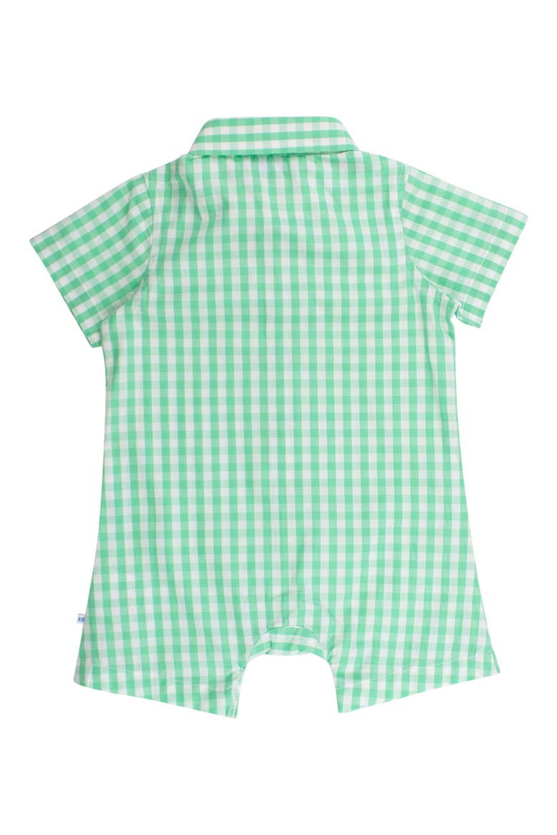 Spring Bud Cotton Gingham Polo Romper, Alternate, color, GREEN