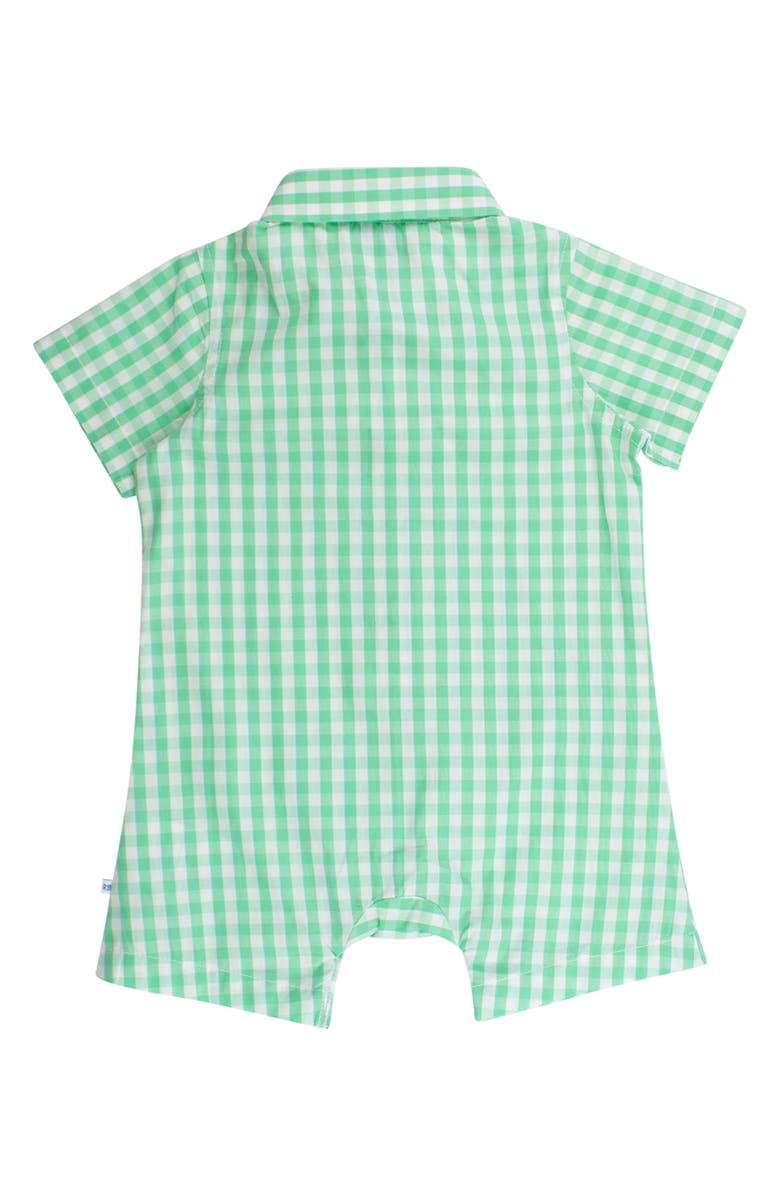 RuggedButts Spring Bud Cotton Gingham Polo Romper, Alternate, color, Green