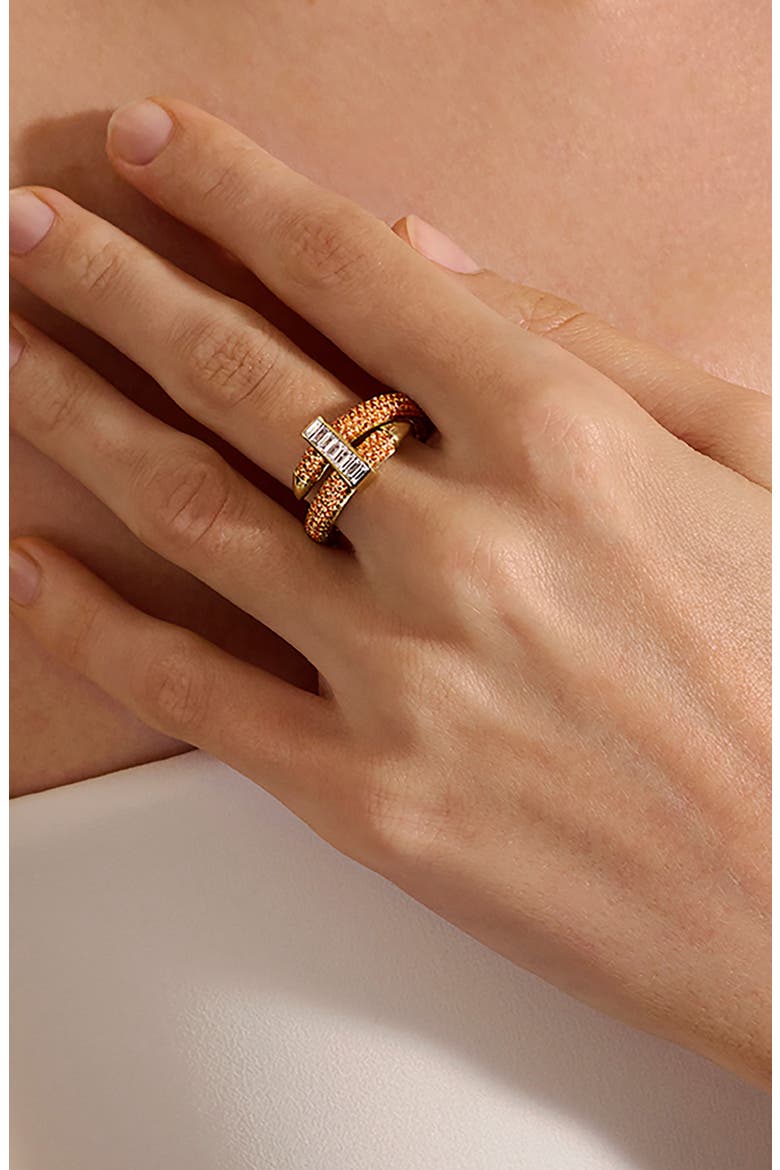 Artisan Series 18k Gold Diamond & Orange Sapphire Spear Coil Ring, Alternate, color, GOLD