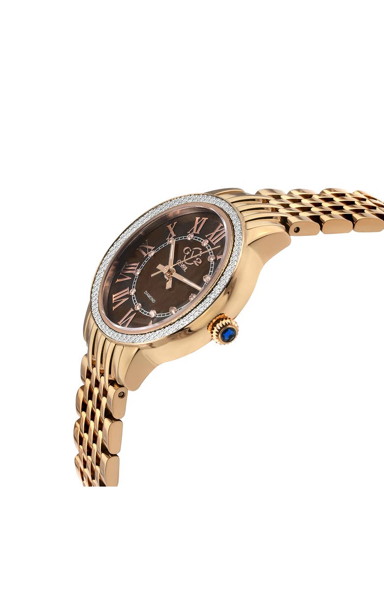 GV2 Astor III Diamond Swiss Bracelet Watch, 34mm - 0.06 ctw, Alternate, color, Rose Gold