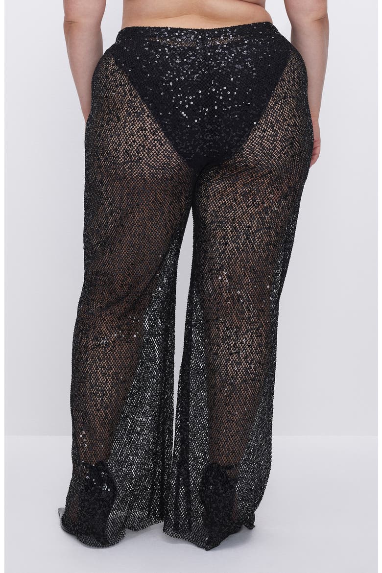 Sequin Wide Leg Cover-Up Pants, Alternate, color, BLACK001