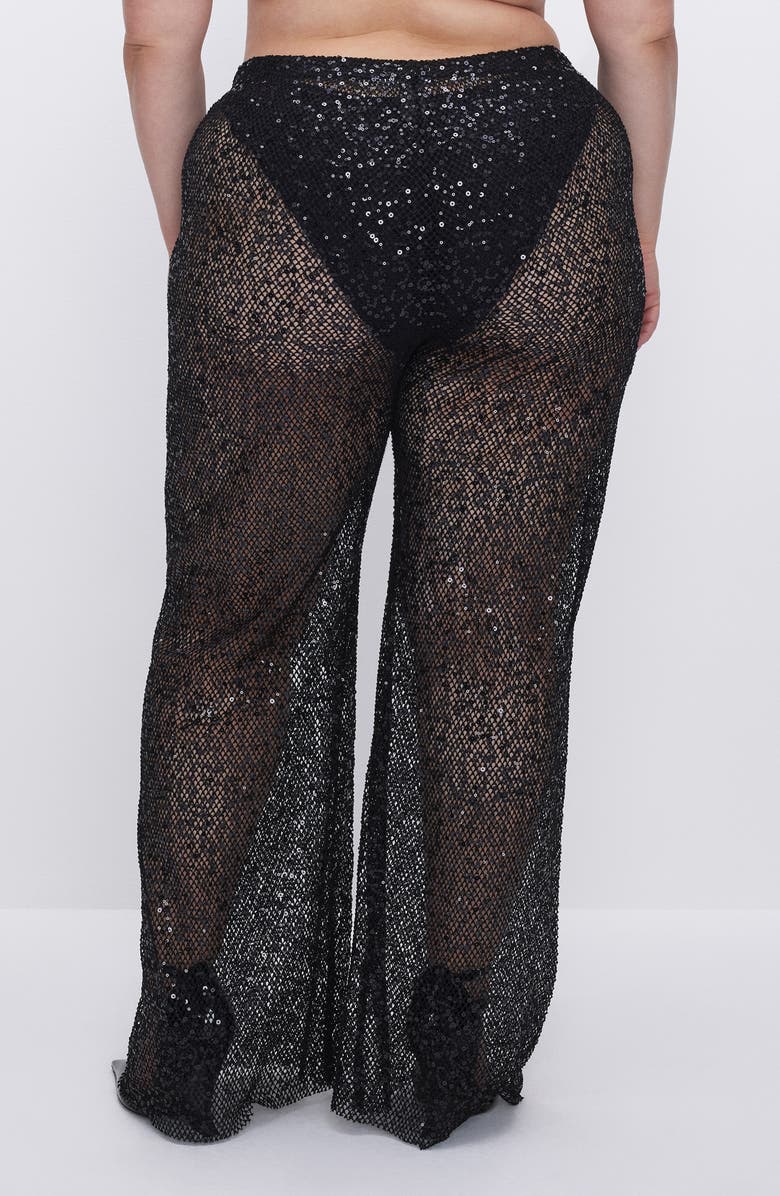 Good American Sequin Wide Leg Cover-Up Pants, Alternate, color, 