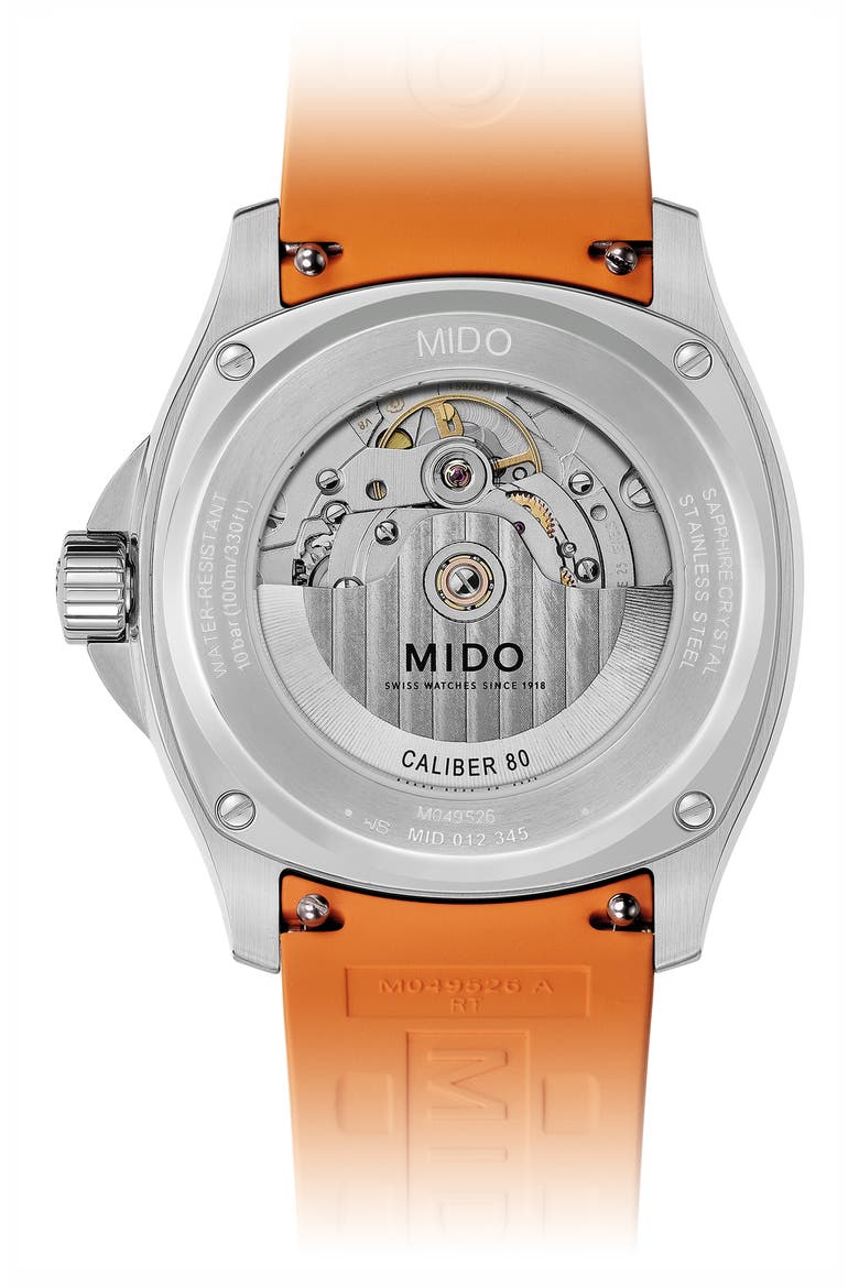 Multifort Square Automatic Rubber Strap Watch, 40mm, Alternate, color, GREY