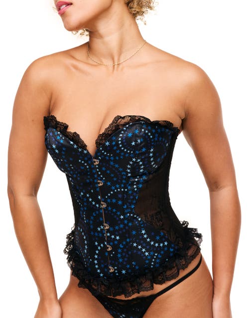 Adore Me Auburn Boned Corset & G-string Set In Novelty Black 2