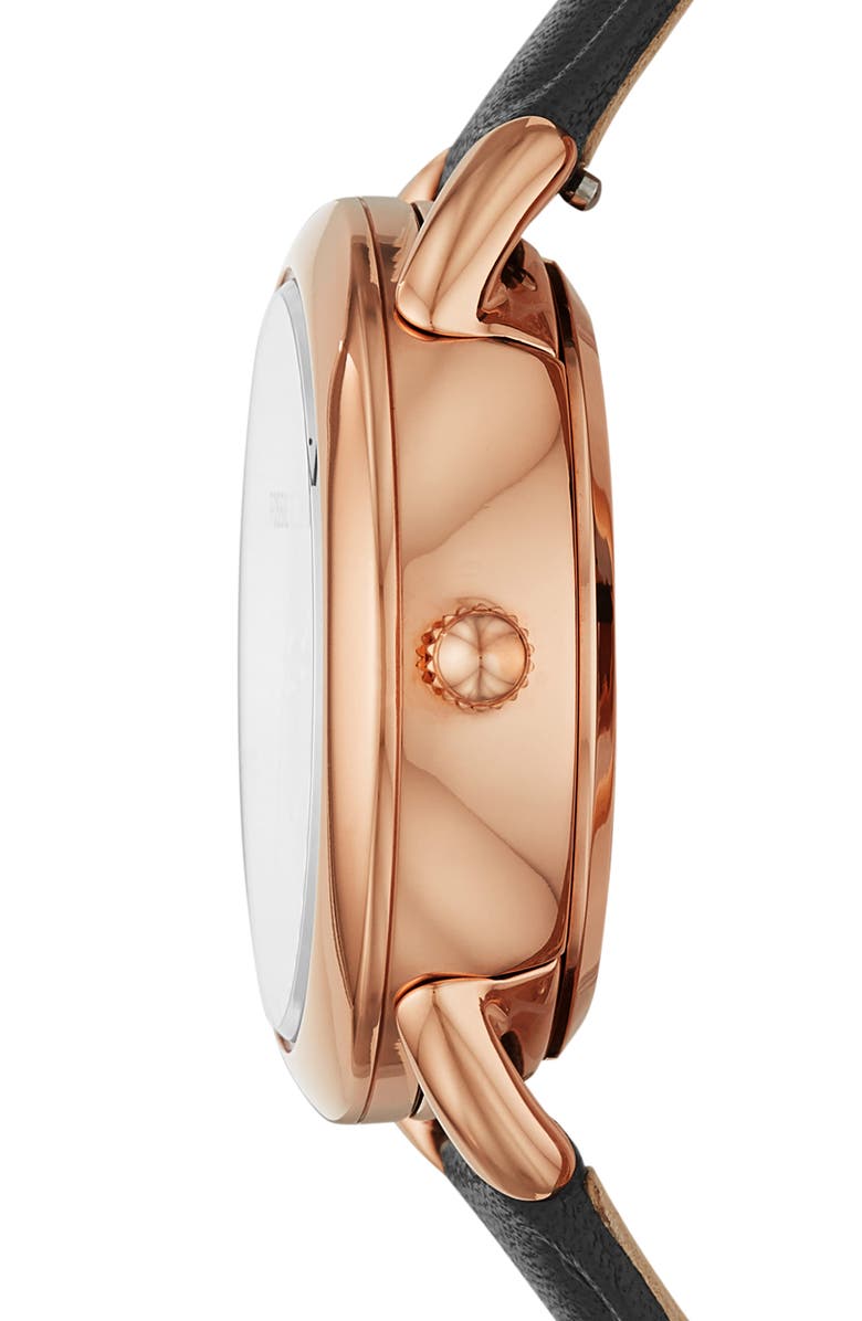 Fossil Tailor Skeleton Automatic Leather Strap Watch, 35mm, Alternate, color, 