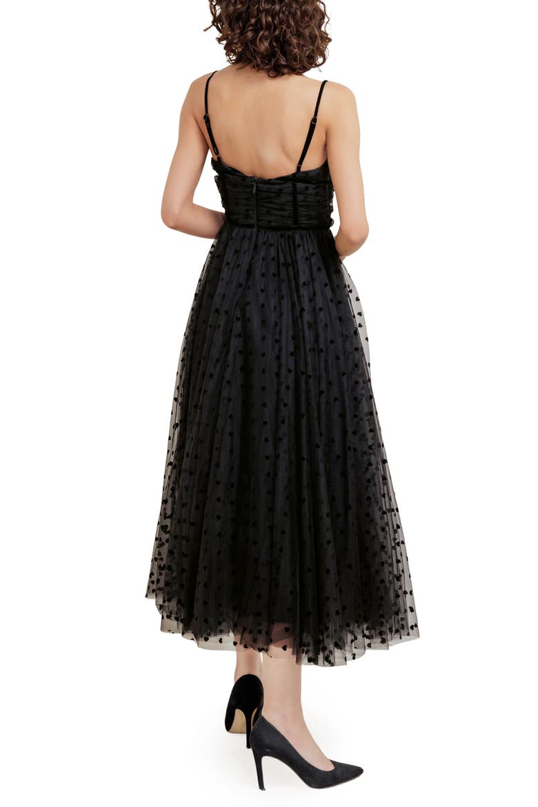 Heart Point d'Esprit Midi Cocktail Dress, Alternate, color, BLACK