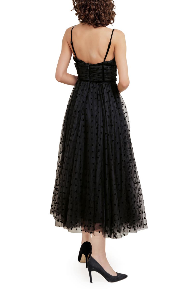 FREEMARKET Heart Point d'Esprit Midi Cocktail Dress, Alternate, color, Black