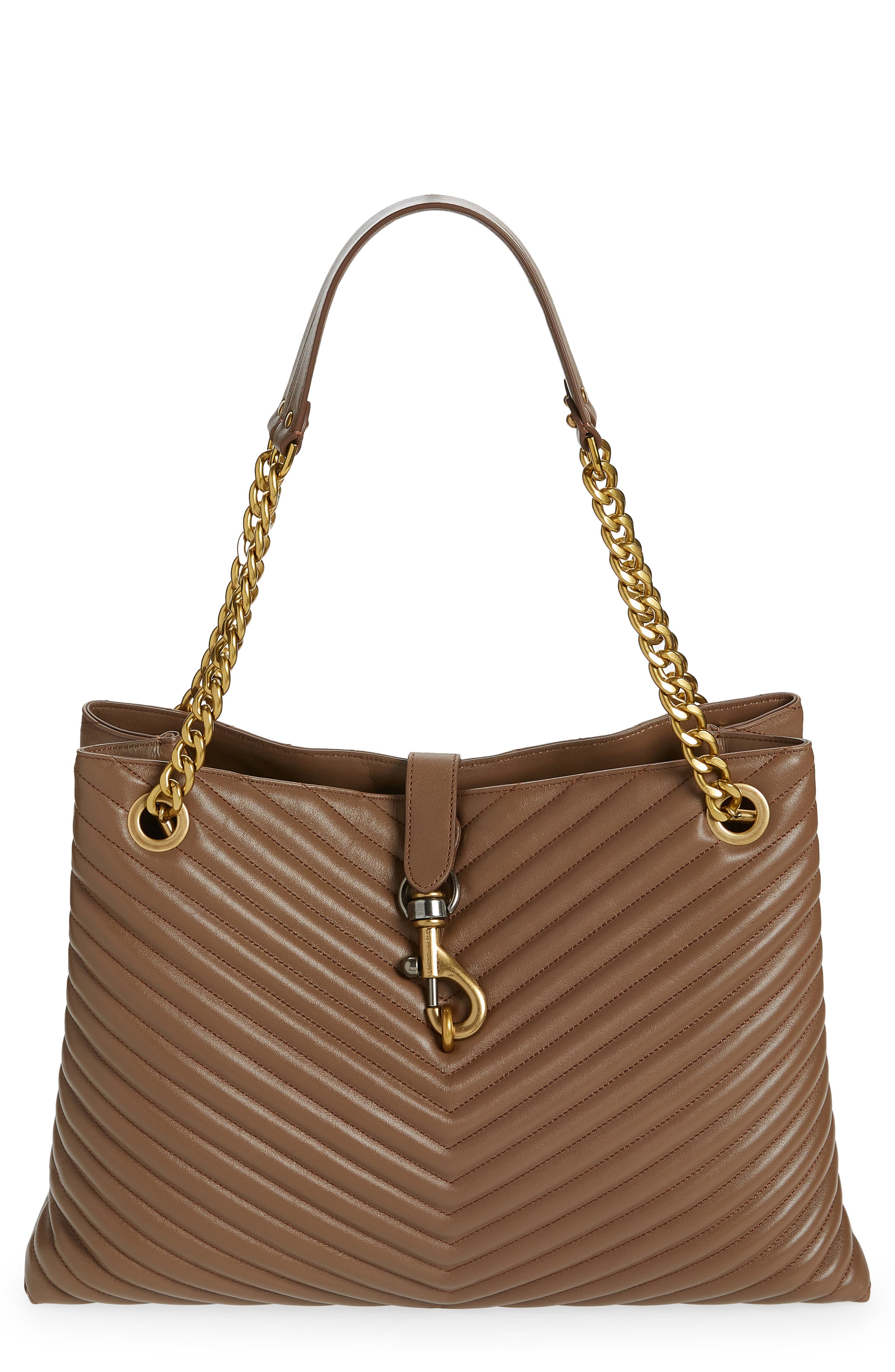 Edie Chevron Quilted Tote, Main, color, TERRE