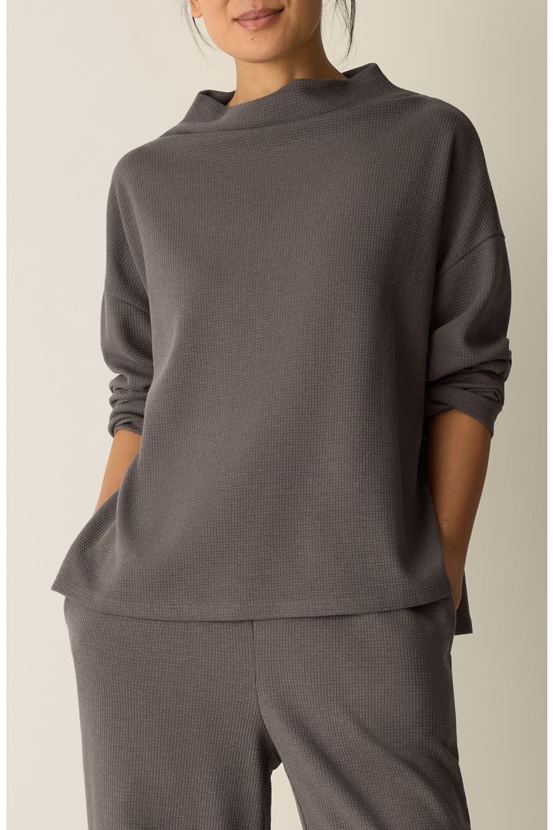 Funnel Neck Boxy Organic Cotton Blend Top, Main, color, RYE