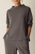 Eileen Fisher Funnel Neck Boxy Organic Cotton Blend Top