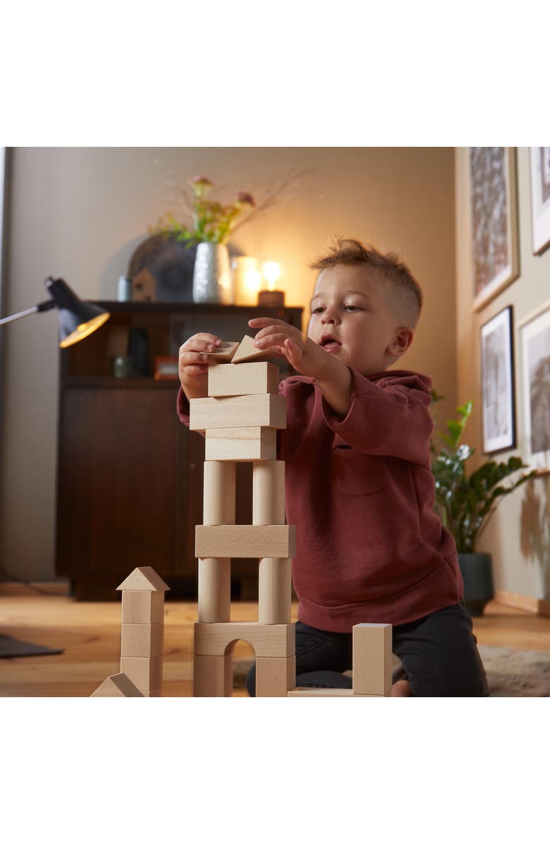 HABA Wooden Building Blocks 26 Piece Set Open-Ended Stacking Toys, Toddler Blocks, and Wooden Toys Made in Germany for Creative Play and Learning, Alternate, color, Tan
