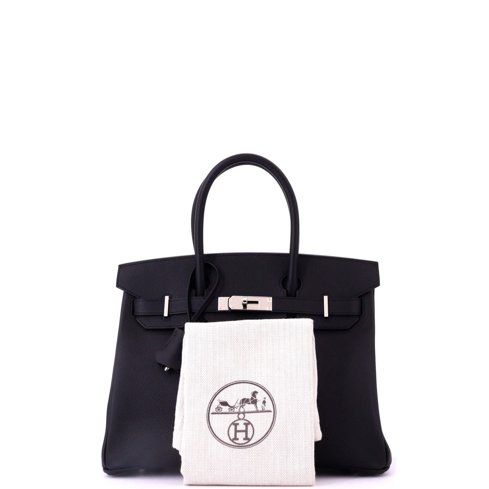Pre-Owned Hermes Birkin Handbag Black Epsom with Palladium Hardware 30, Alternate, color, Noir
