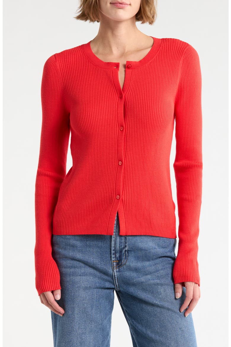 Jette Long Sleeve Cardigan, Main, color, POPPY RED