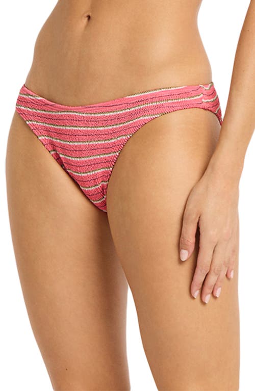 Bondeye Sign Stripe-ribbed Bikini Bottom In Pink