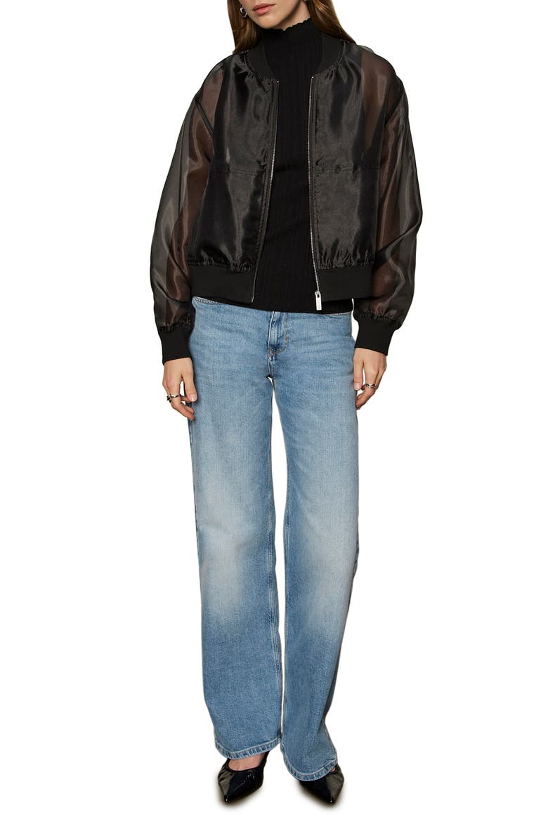 Shane Organza Bomber Jacket, Alternate, color, BLACK