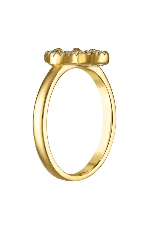 Fzn Mother-of-pearl & Cubic Zirconia Clover Ring In Yellow