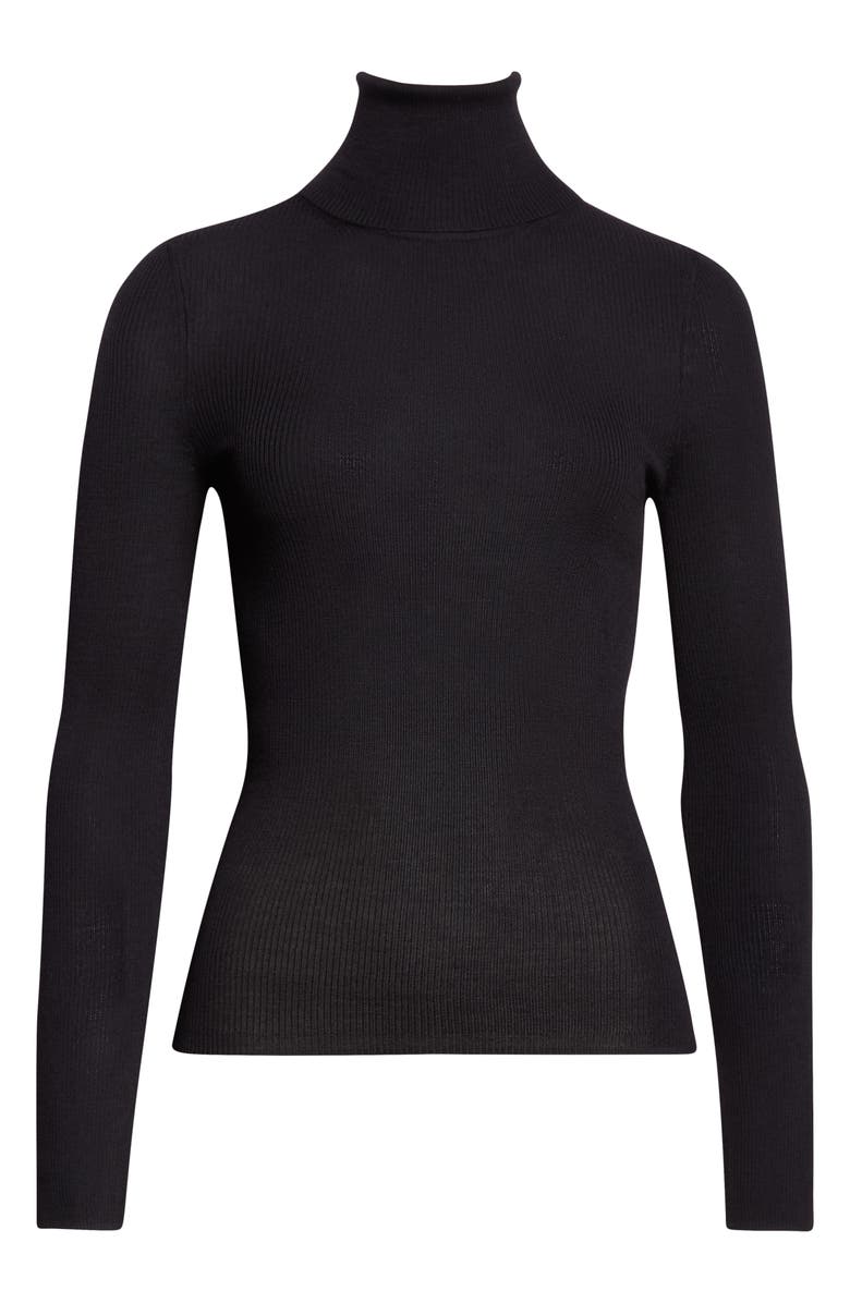 TWP Wool Rib Turtleneck Top, Alternate, color, Black