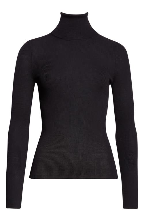 Twp Wool Rib Turtleneck Top In Black