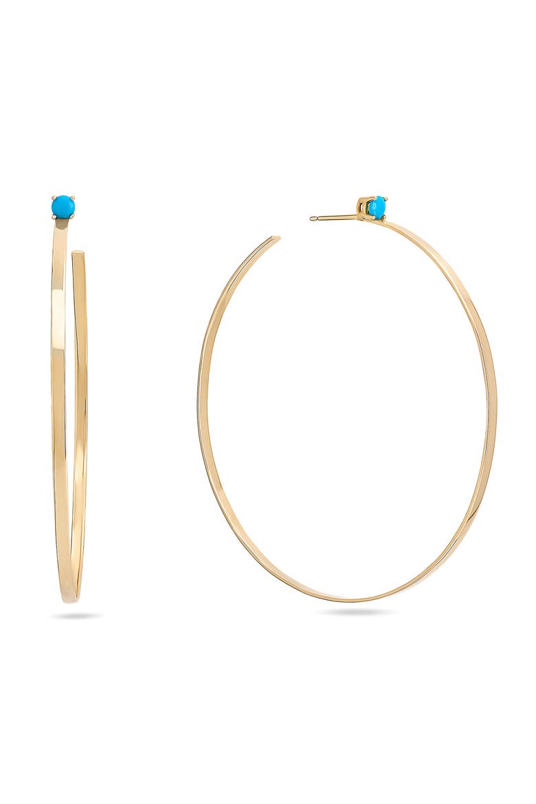 Sunrise 14K Gold Turquoise Hoop Earrings, Main, color, YELLOW GOLD