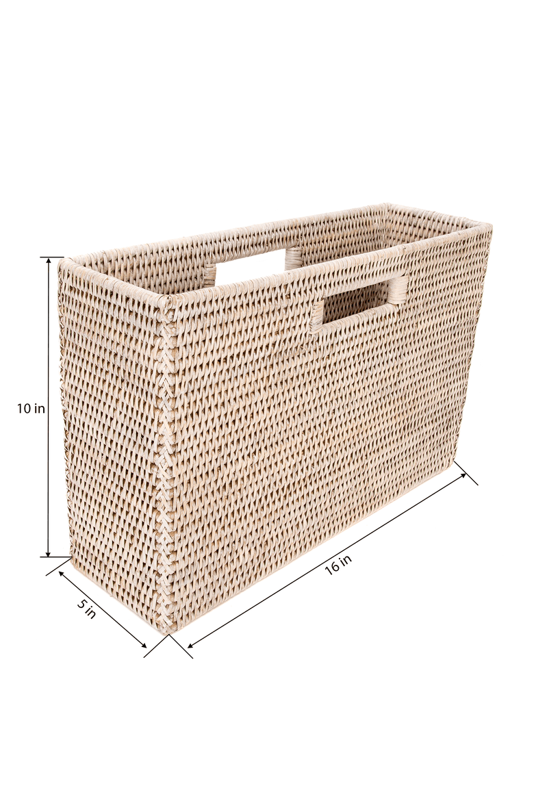 Artifacts Rattan Rectangular Magazine Holder, Alternate, color, White Wash