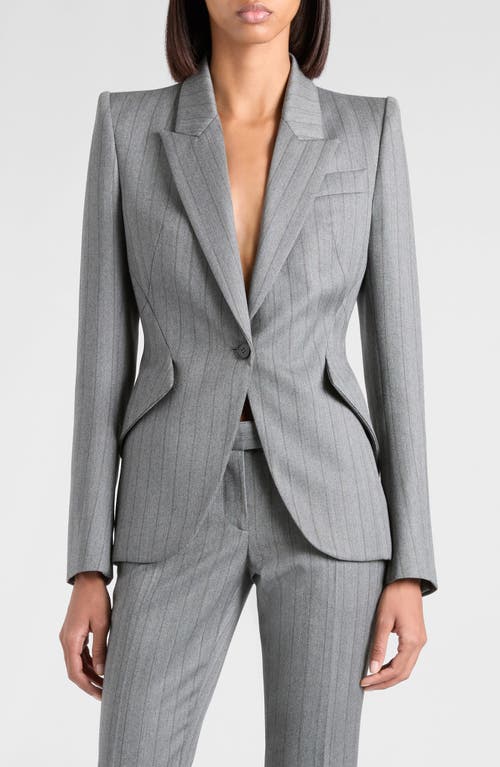 Alexander Mcqueen Mcqueen Houndstooth Check Wool Blazer In Gray