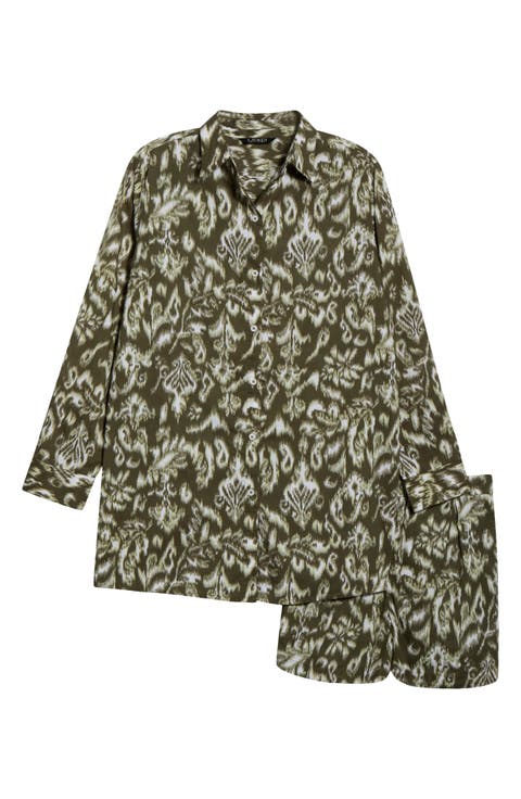 Printed Shirt and Shorts Cover-Up Set