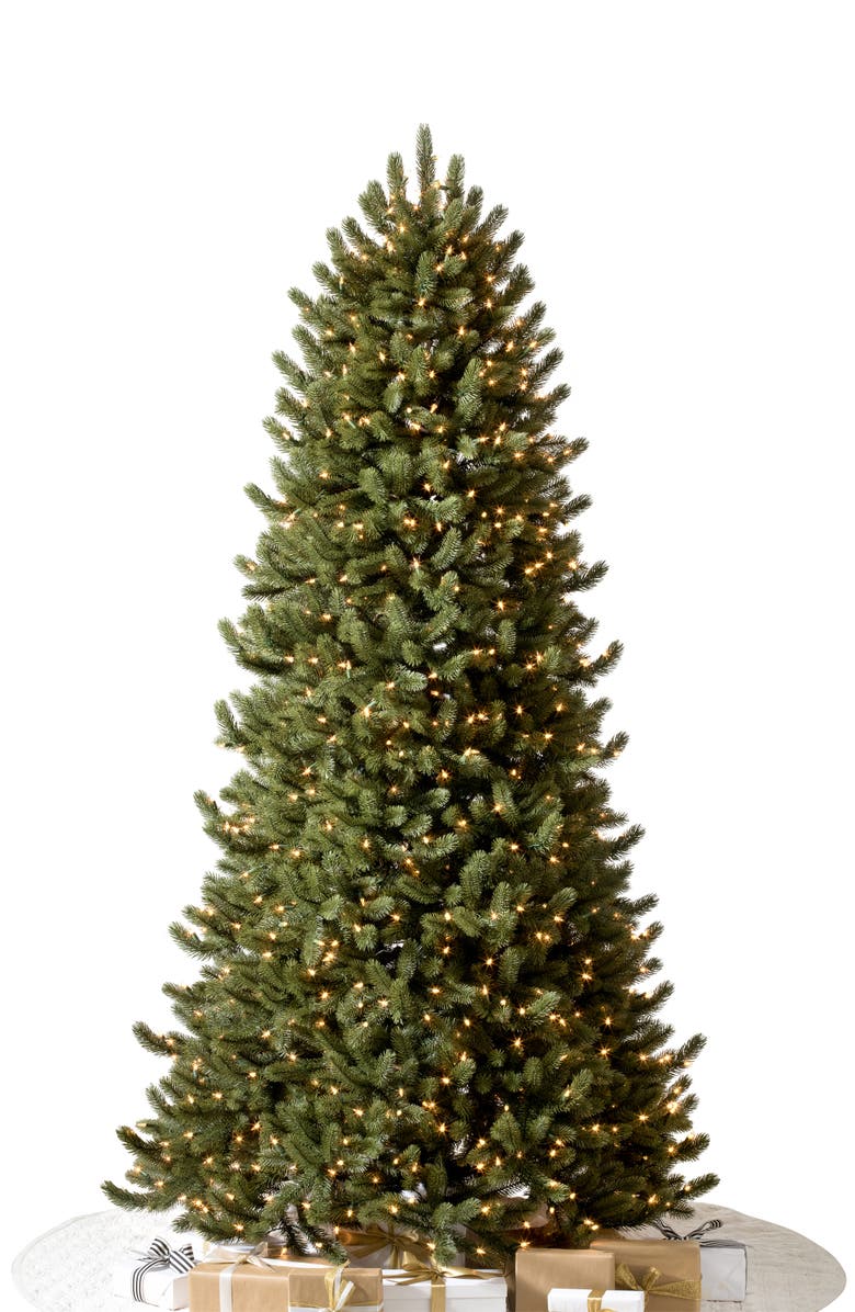 Balsam Hill Vermont White Spruce<sup>®</sup> Narrow Pre-Lit Artificial Tree, Main, color, 