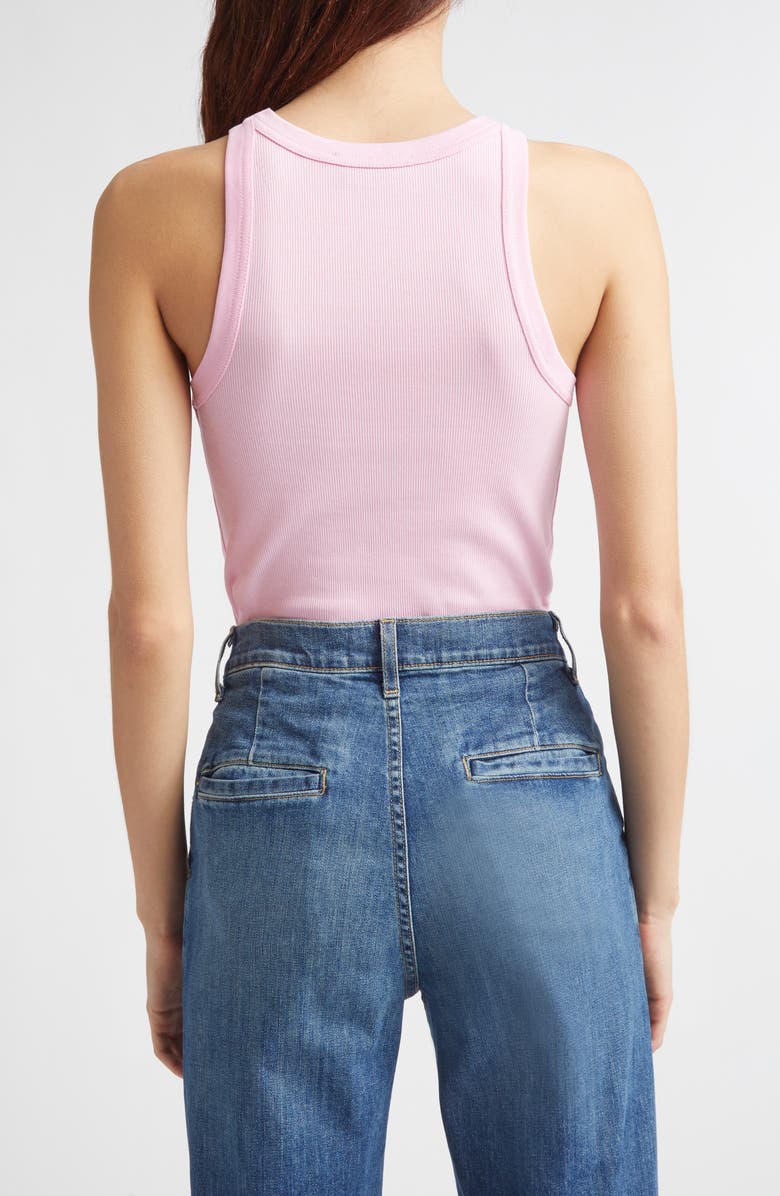 Marimekko Kupla Unkko Embroidered Flower Ribbed Stretch Cotton Tank Top, Alternate, color, Light Pink