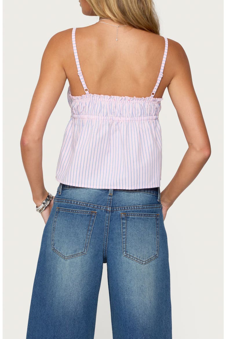 Avenley Stripe Tie Front Babydoll Camisole, Alternate, color, PINK