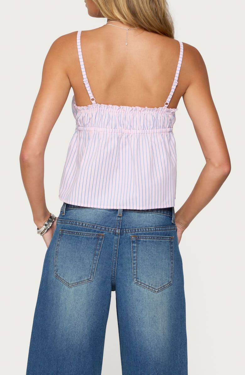 EDIKTED Avenley Stripe Tie Front Babydoll Camisole, Alternate, color, Pink