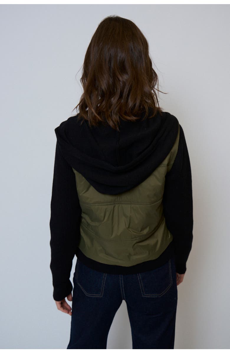 Central Park West Women's Brady Hooded Sweater Sleeve Jacket, Alternate, color, Fatigue Green