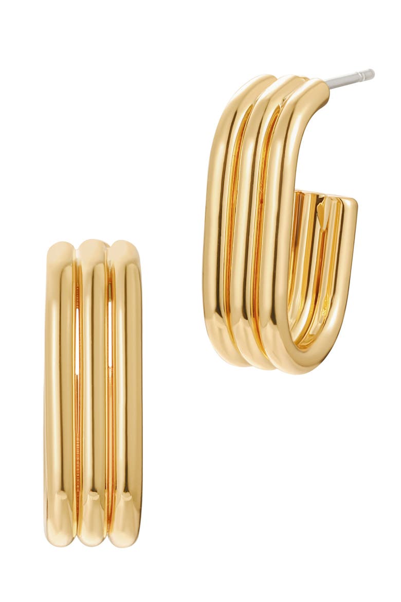 Emma Fluted Oval Hoop Earrings, Main, color, GOLD