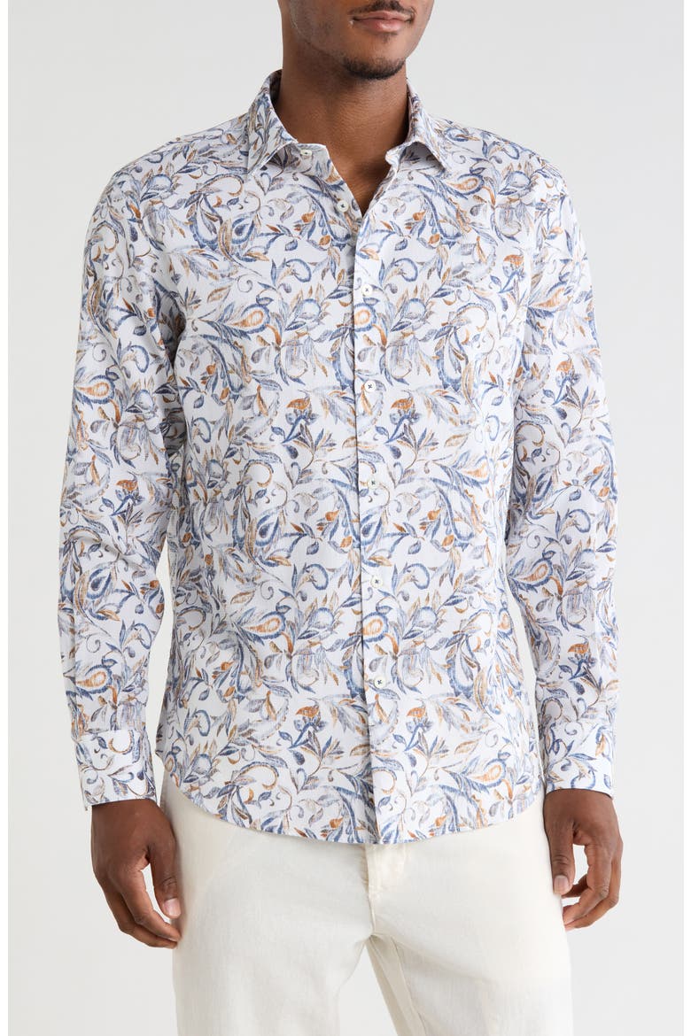 Woven Button Up Shirt, Main, color, PEACOCK