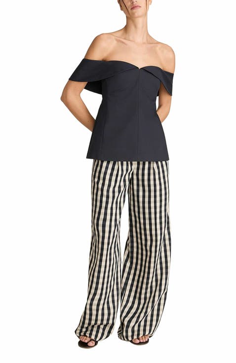 Cotton Sateen Draped Shoulder Top