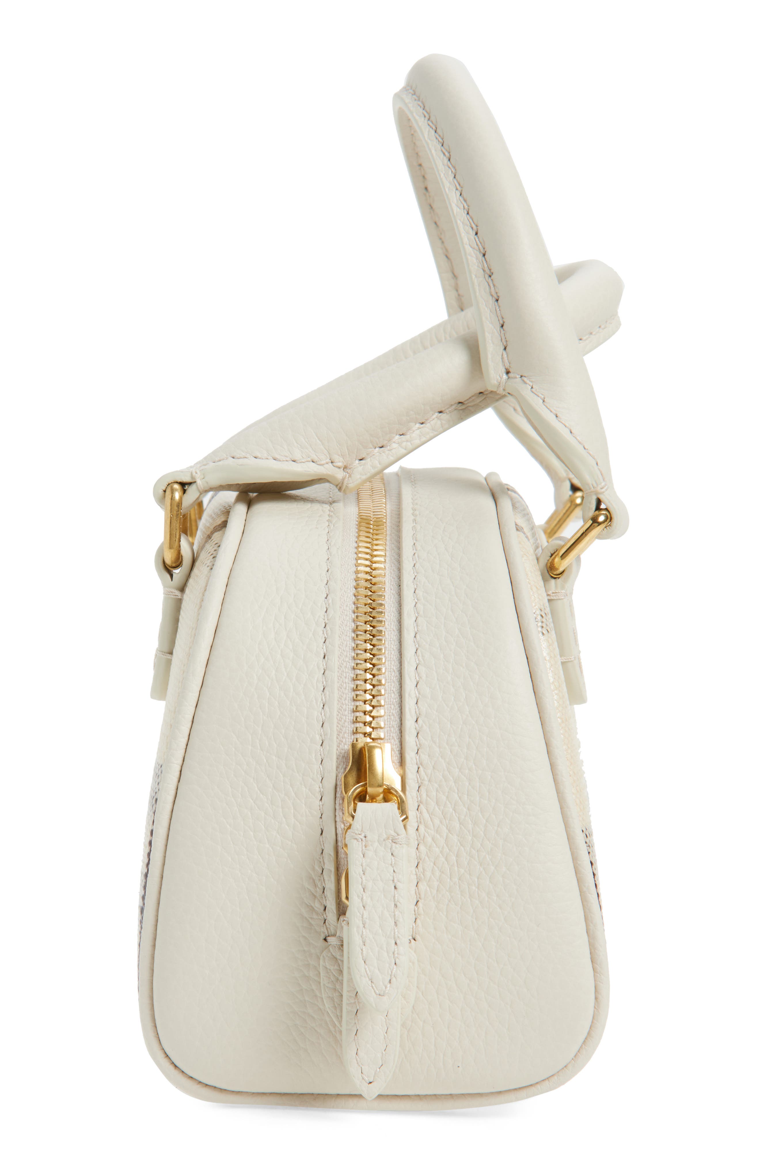 Burberry Highlands Check Coated Canvas Bowling Bag, Alternate, color, Light Beige