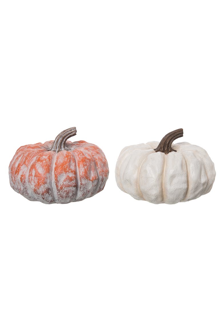 Resin Short Pastel Pumpkin Decor Set of 2 Fall Home Decor, Main, color, Multicolored