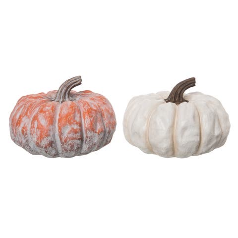 Resin Short Pastel Pumpkin Decor Set of 2 Fall Home Decor
