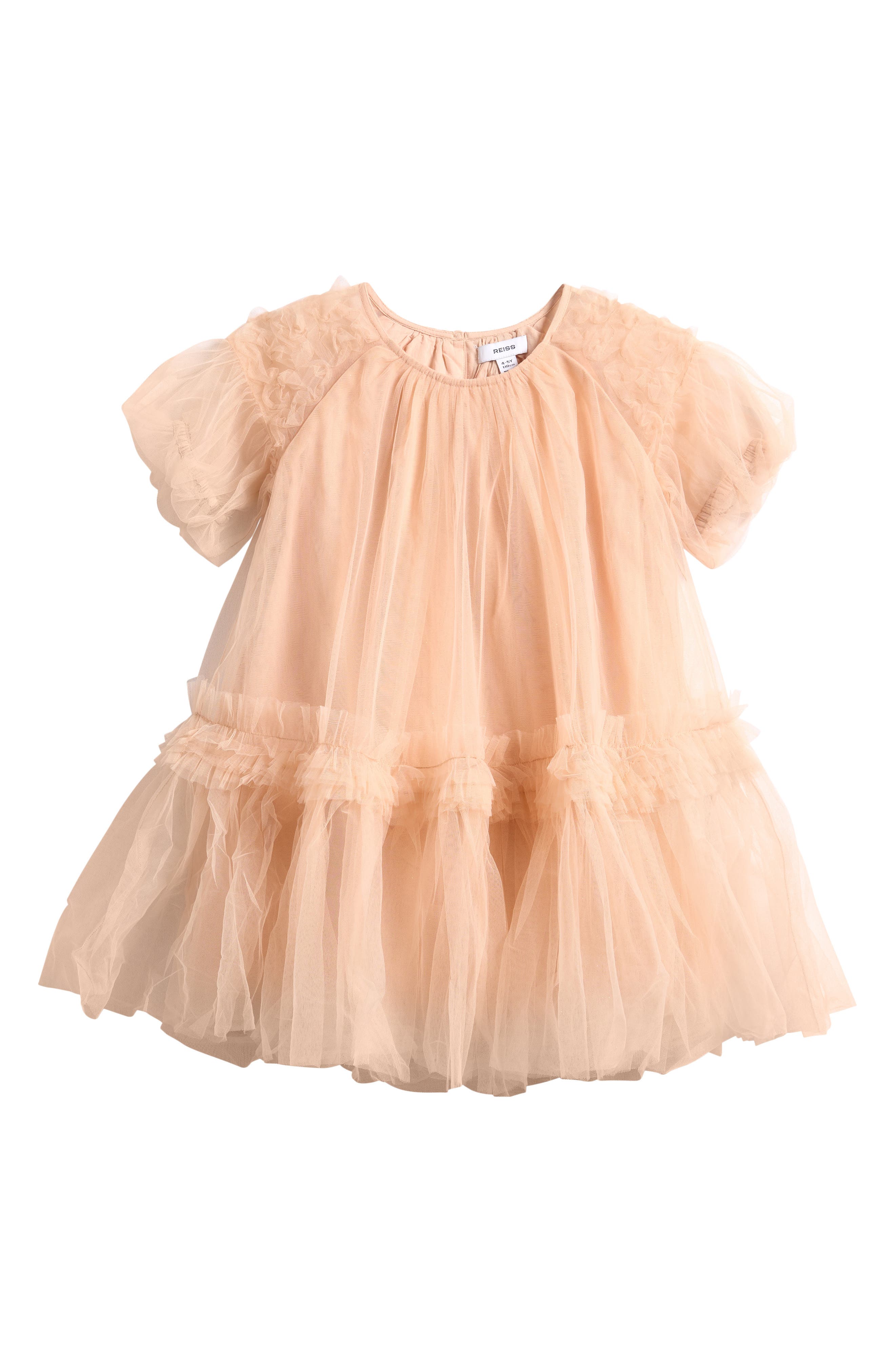 Reiss Kids' Tallulah Ruffle Tulle Party Dress In Neutral