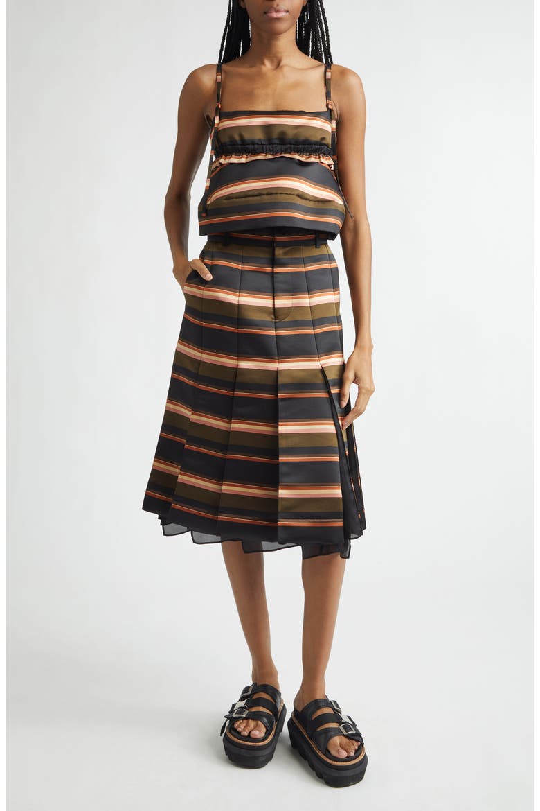 Stripe Satin Crop Camisole, Alternate, color, KHAKI/ PINK