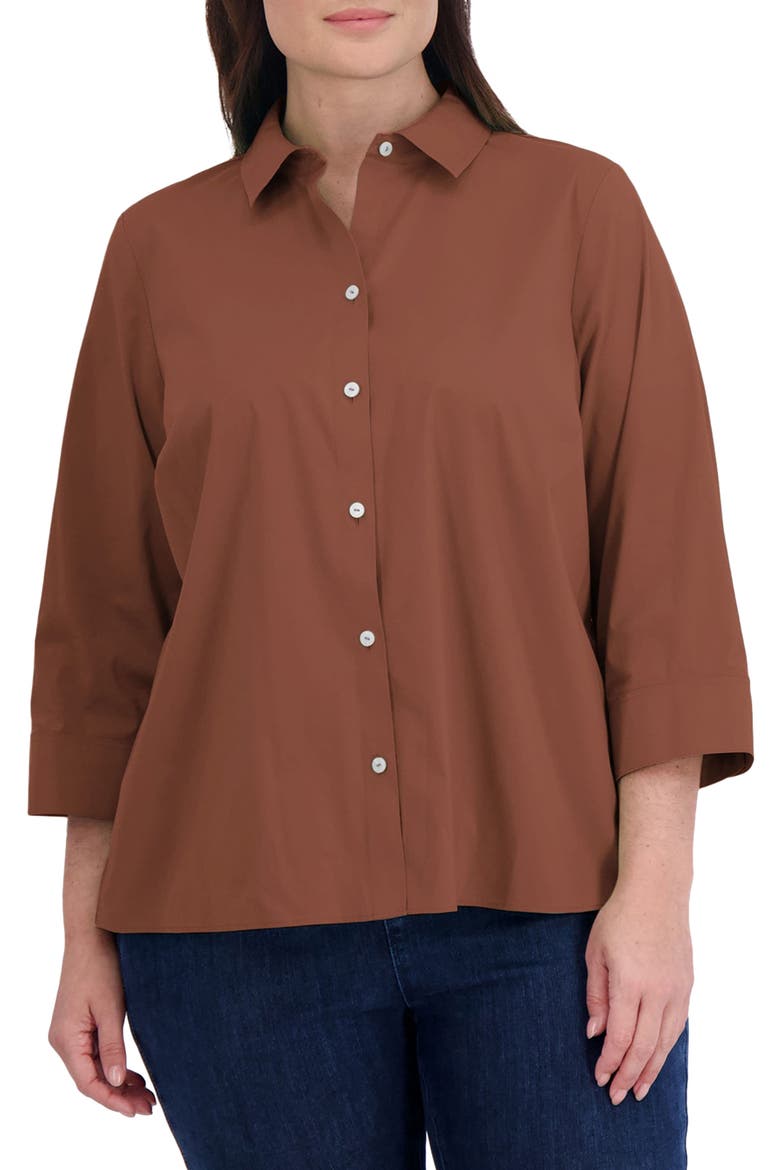 Sandra Cotton Blend Button-Up Shirt, Main, color, MACCHIATO